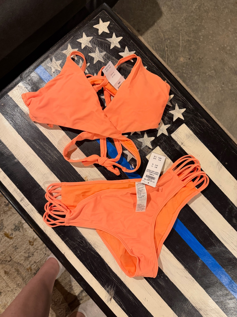 NWT Hollister Neon Orange Strappy Bikini
